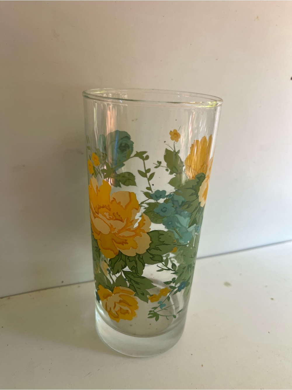 Yellow Floral Glass Tumbler - Home Accents